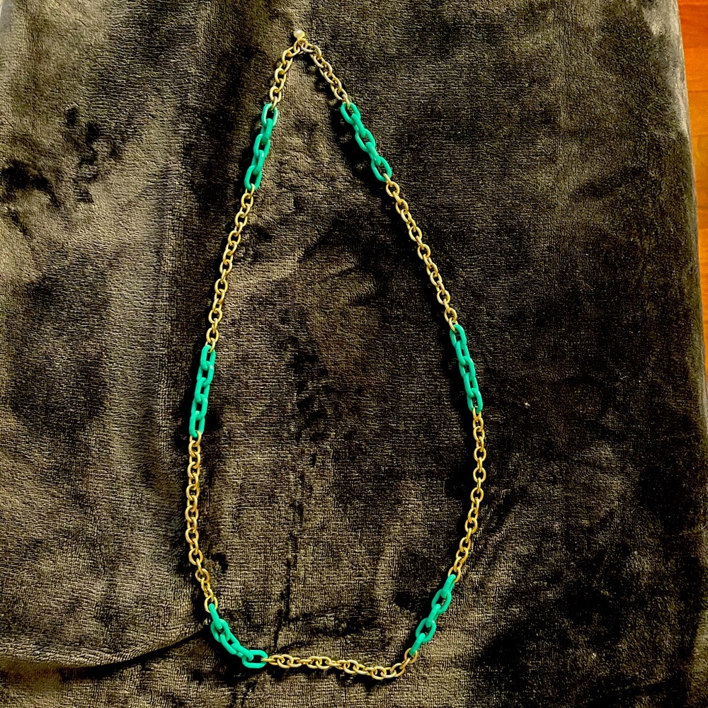 J. Crew long turquoise and gold link necklace!